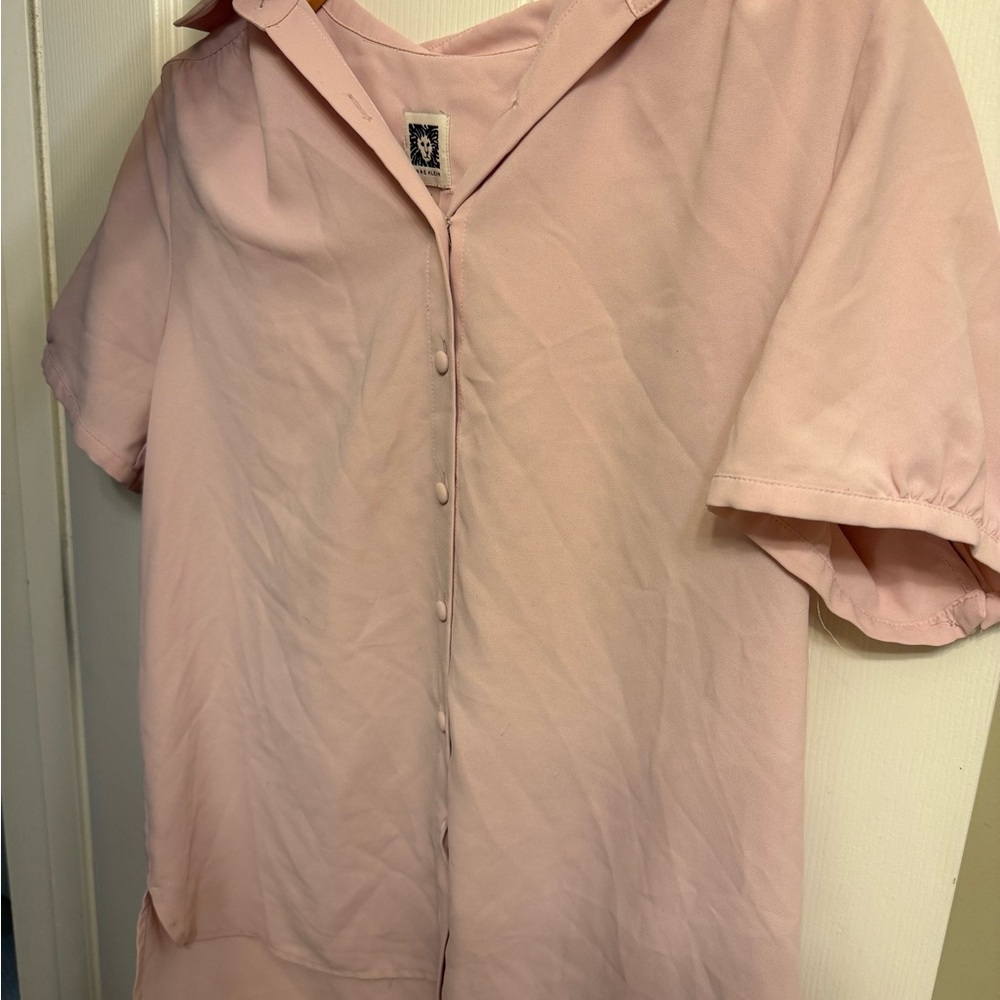 Pink Button-Up Blouse